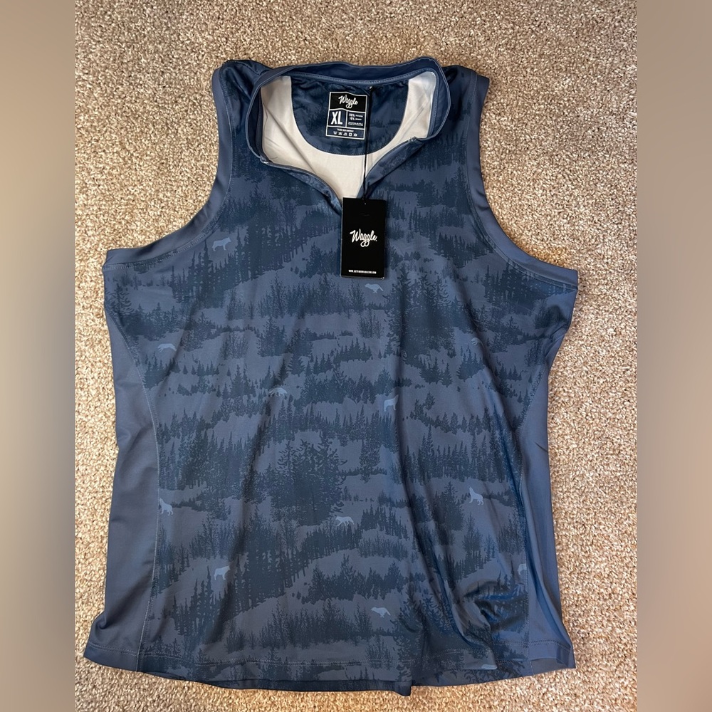 Waggle Women’s Navy Blue Patterned Sleeveless shirt- NEW- XL